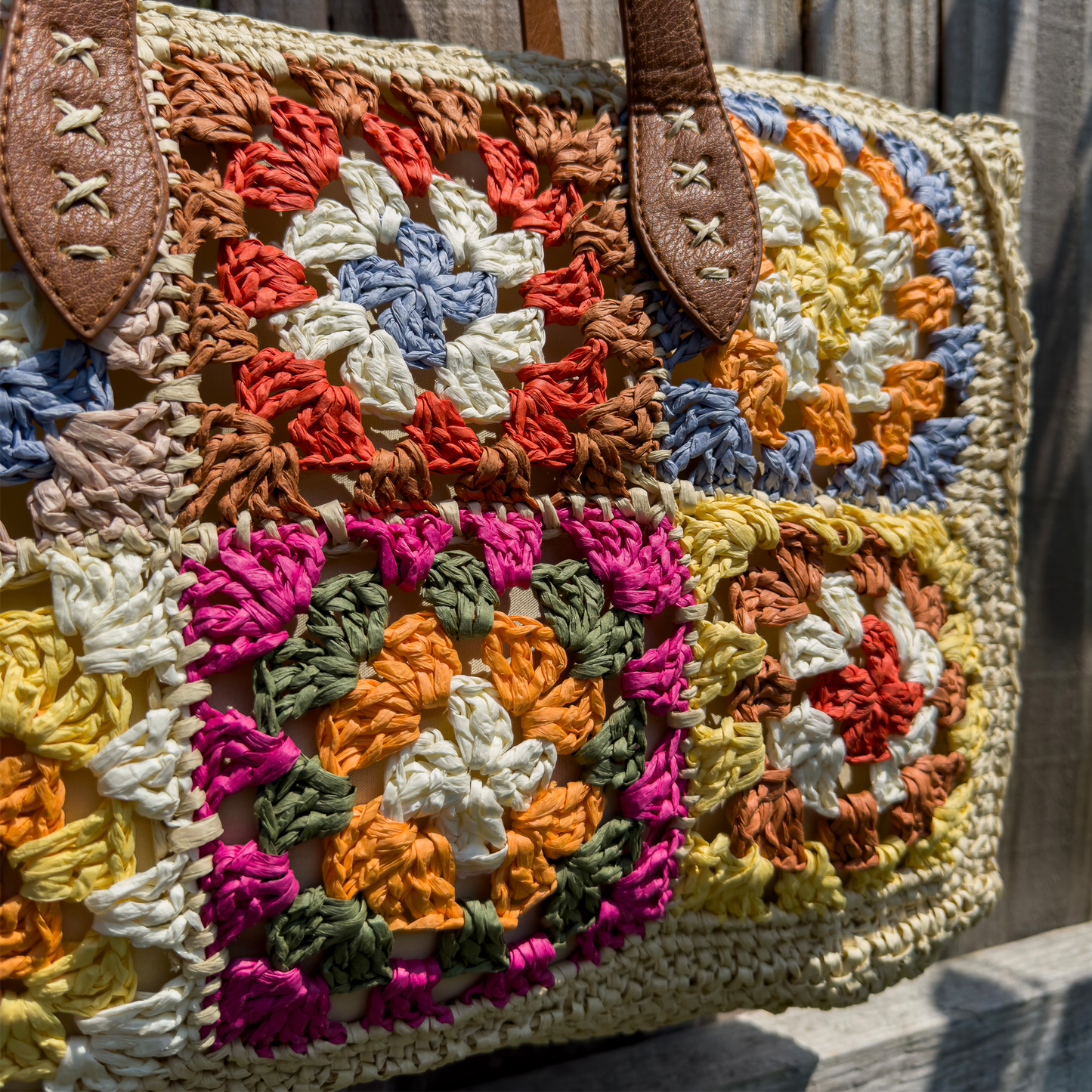 Flower Woven Straw Tote Bag