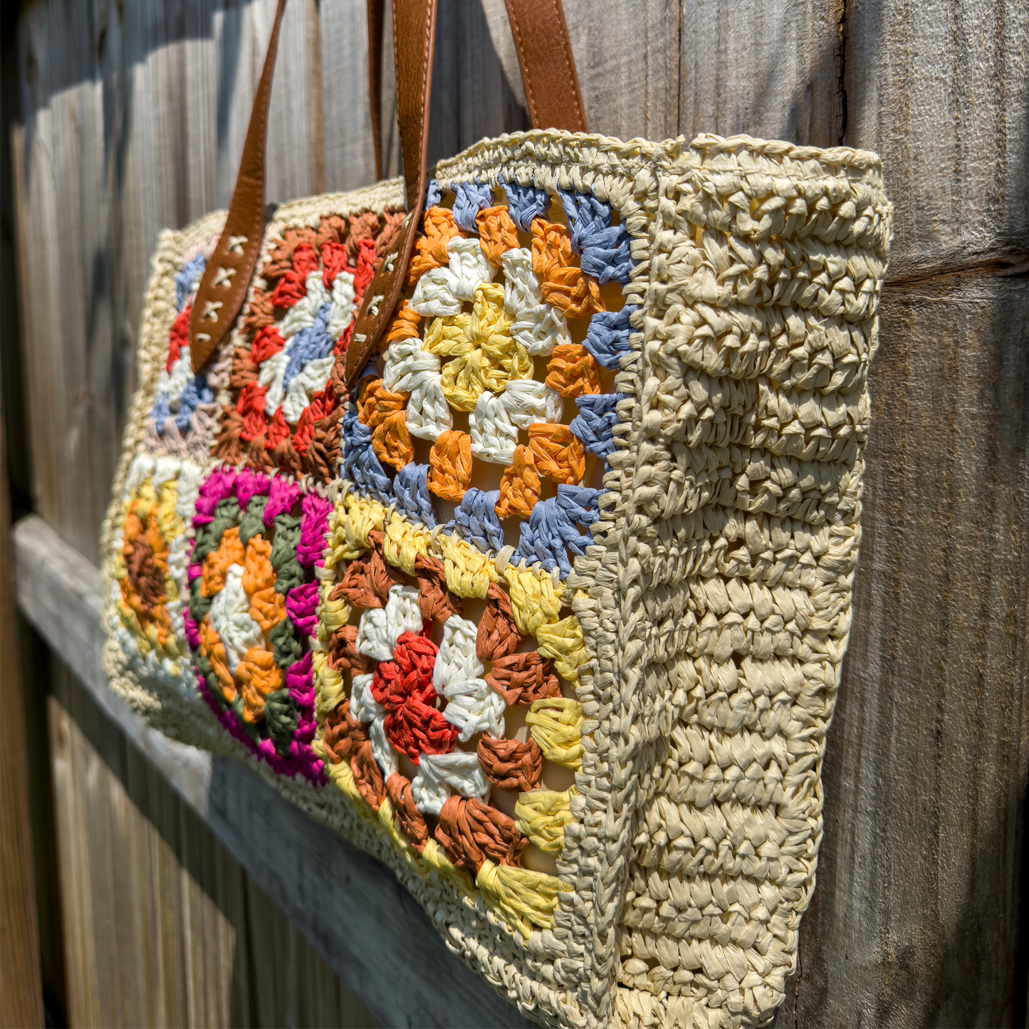 Flower Woven Straw Tote Bag