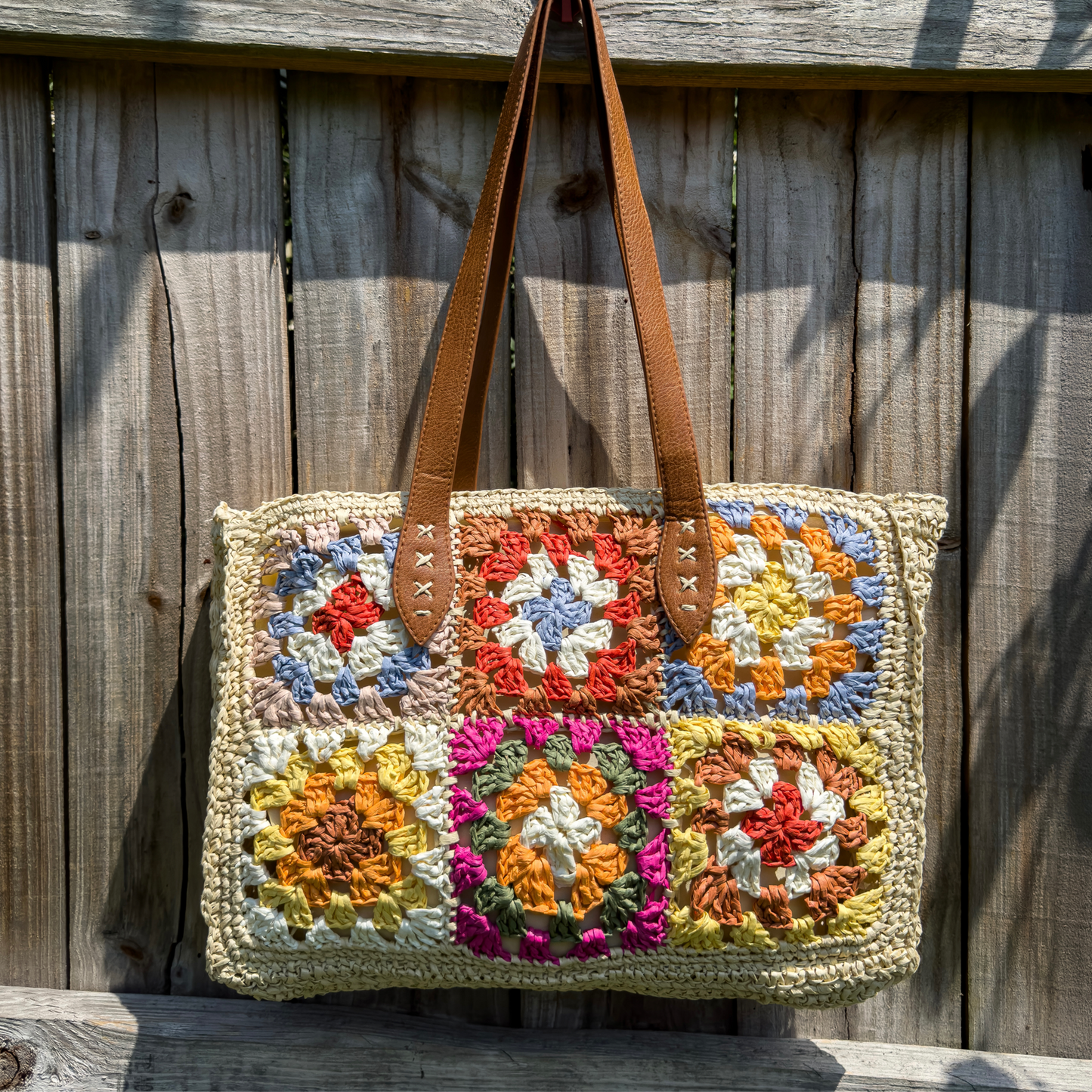 Flower Woven Straw Tote Bag