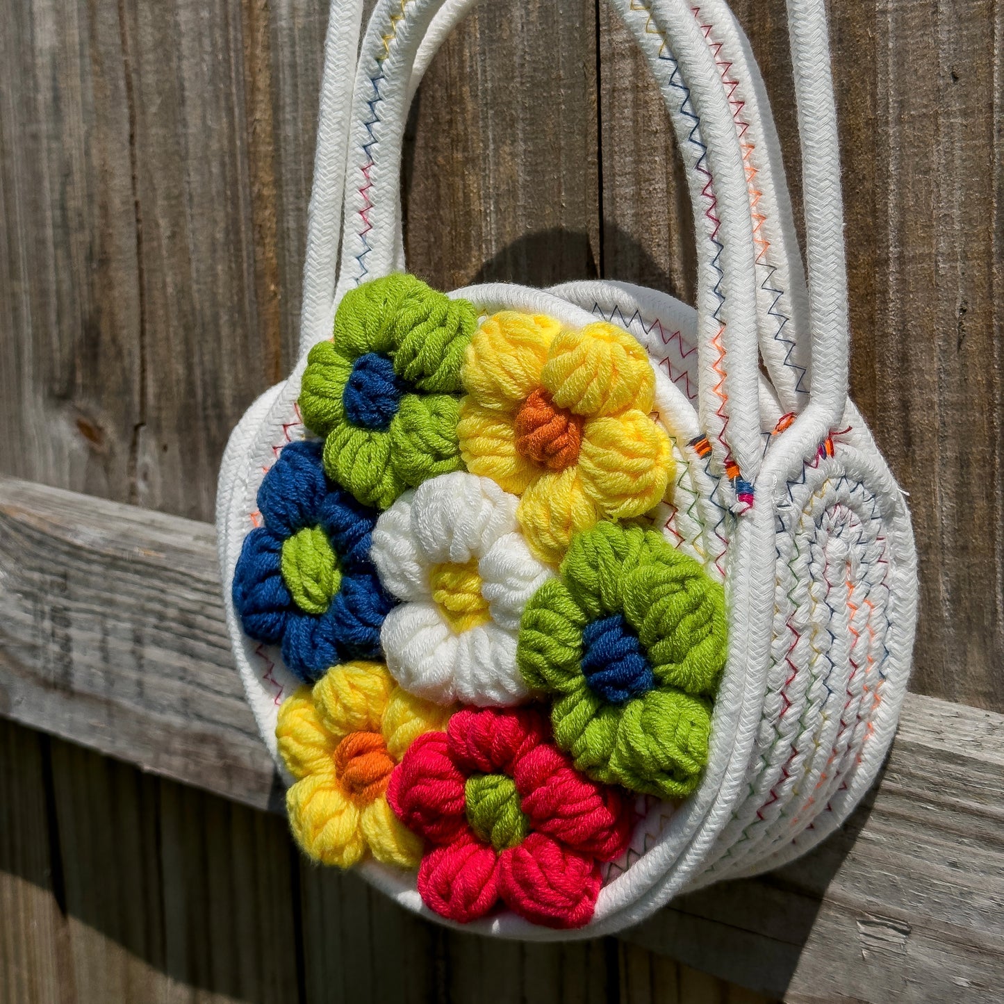 Crochet Flower Round Bag