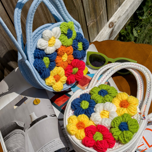 Crochet Flower Round Bag