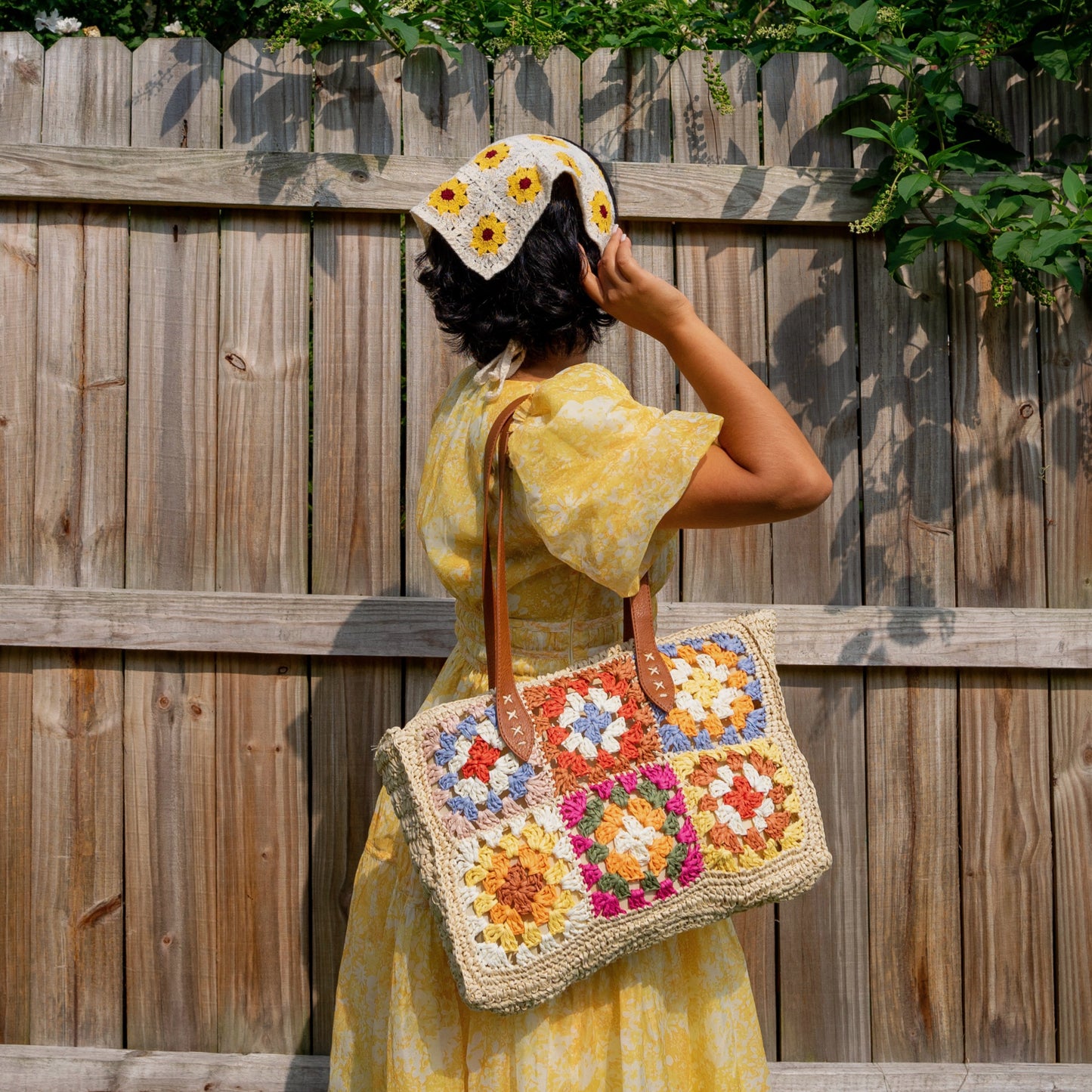 Flower Woven Straw Tote Bag