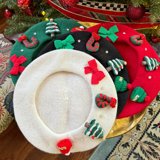 Hello Christmas Beret Hat